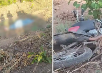 Motociclista perdeu o controle e colidiu em pedra na zona rural de Dueré — Foto: Ronda Policial Tocantins/Reprodução